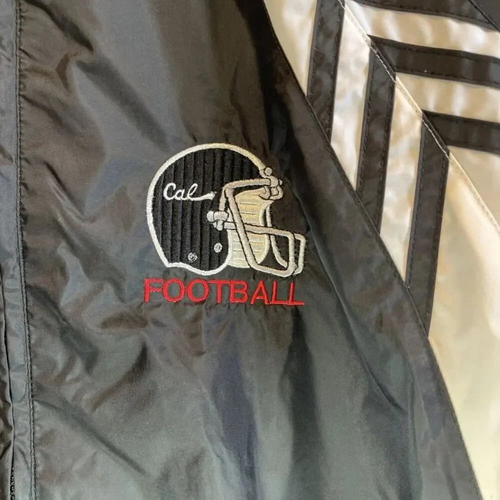 Y2K Cal Football Adidas Mens Medium Black White Full Zip Windbreaker Vintage EUC